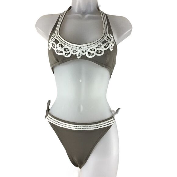 Victoria’s Secret Taupe W/White Lace Bikini Suit - Picture 8 of 10